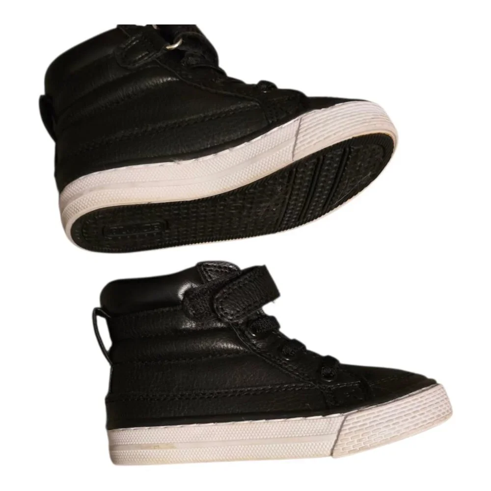Childrens Place Hightop Shoes Boots Black Leather Boys Sz 6 Kids Toddler